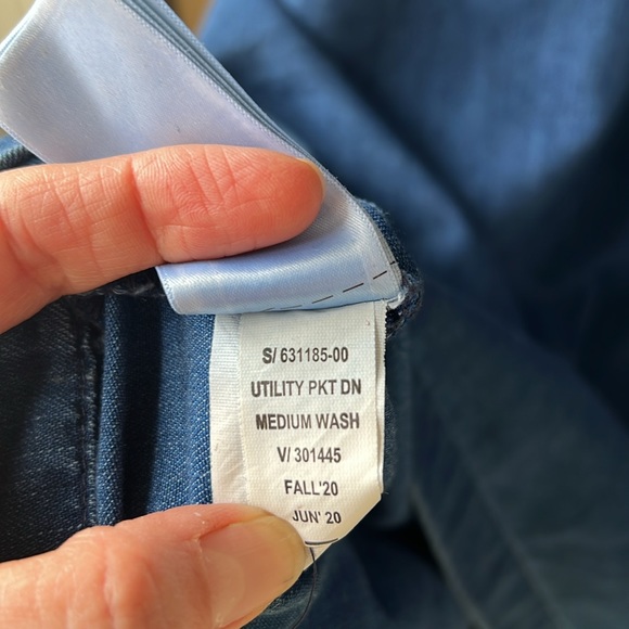 Gap Women’s XXL Essential Denim Shirt Dress Utility Pockets 3/4 Sleeve. Med Wash - Picture 5 of 8